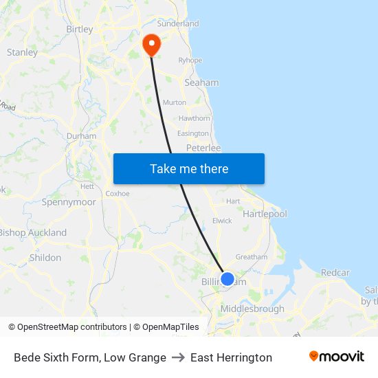 Bede Sixth Form, Low Grange to East Herrington map