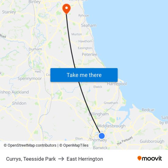 Currys, Teesside Park to East Herrington map