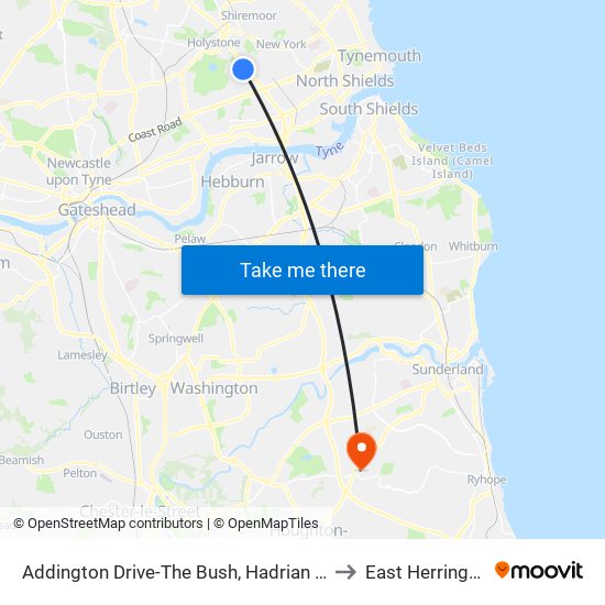 Addington Drive-The Bush, Hadrian Park to East Herrington map