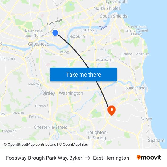 Fossway-Brough Park Way, Byker to East Herrington map