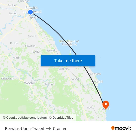Berwick-Upon-Tweed to Craster map