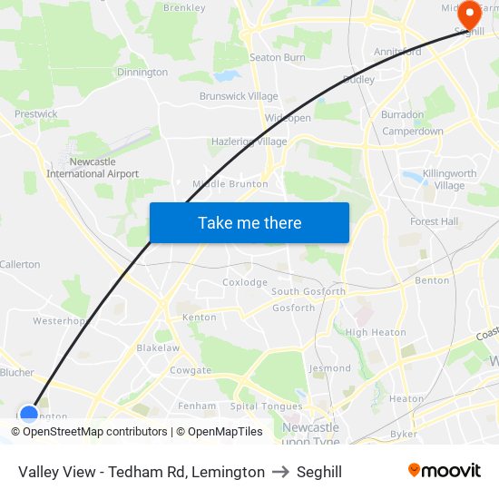 Valley View - Tedham Rd, Lemington to Seghill map