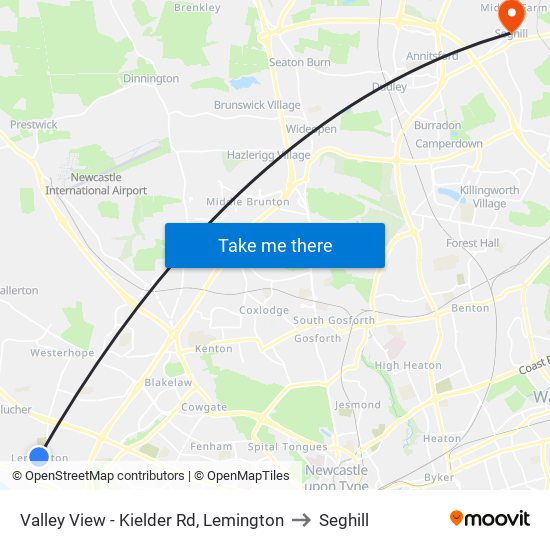 Valley View - Kielder Rd, Lemington to Seghill map