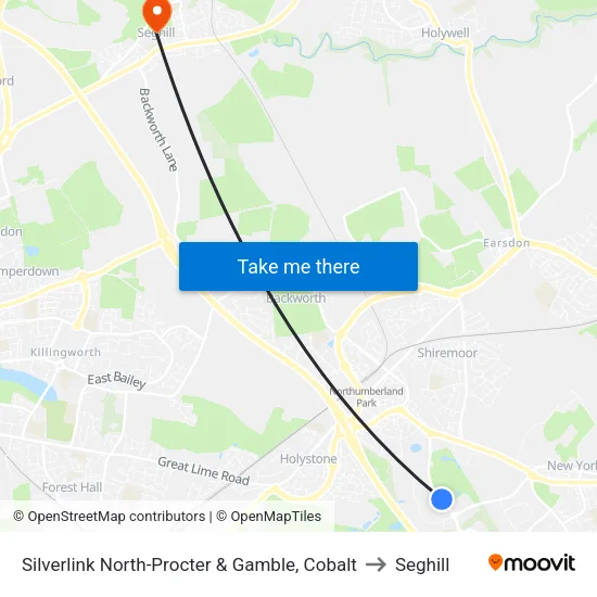 Silverlink North-Procter & Gamble, Cobalt to Seghill map