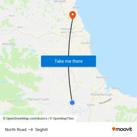 North Road to Seghill map
