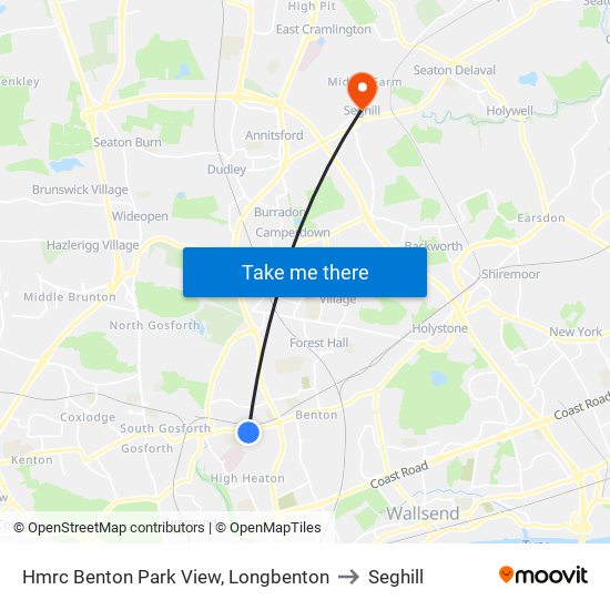 Hmrc Benton Park View, Longbenton to Seghill map