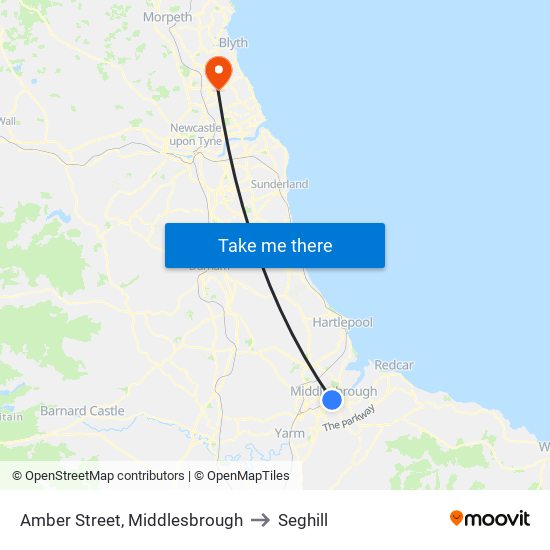 Amber Street, Middlesbrough to Seghill map