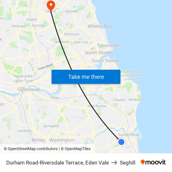 Durham Road-Riversdale Terrace, Eden Vale to Seghill map