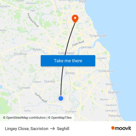 Lingey Close, Sacriston to Seghill map