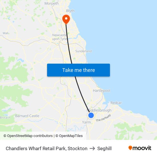 Chandlers Wharf Retail Park, Stockton to Seghill map