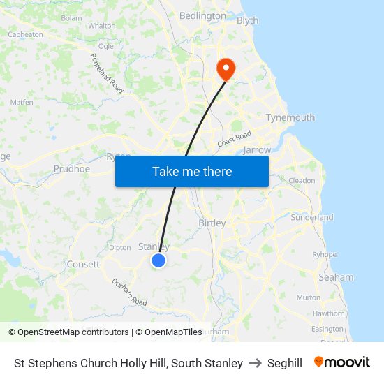 St Stephens Church Holly Hill, South Stanley to Seghill map