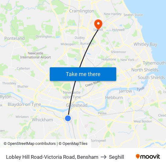 Lobley Hill Road-Victoria Road, Bensham to Seghill map