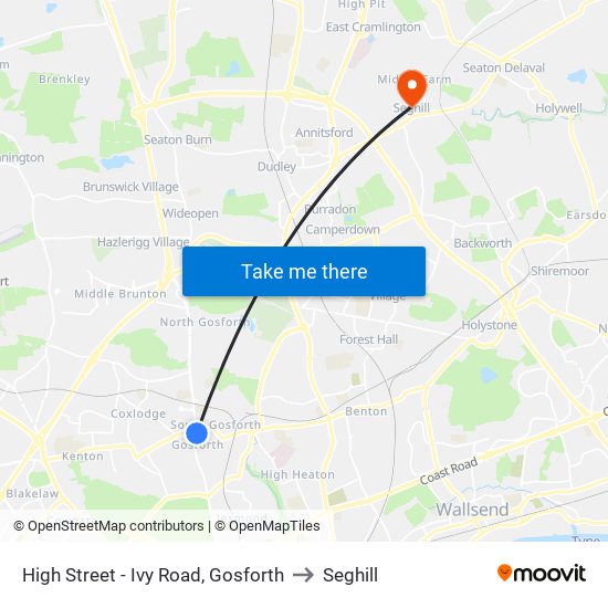 High Street - Ivy Road, Gosforth to Seghill map