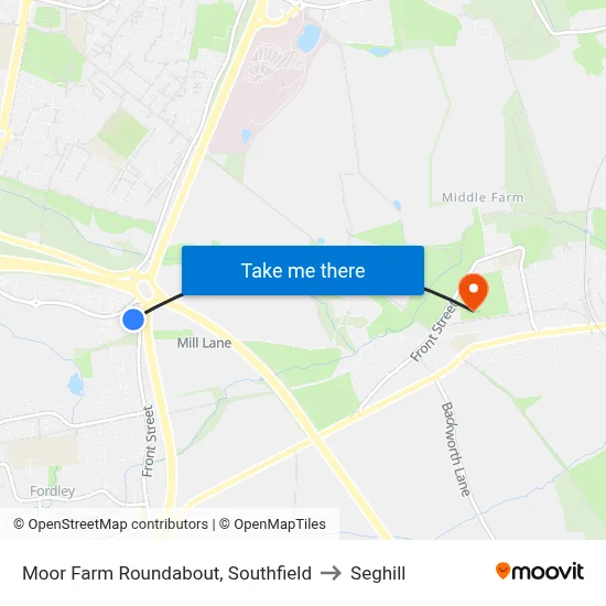Moor Farm Roundabout, Southfield to Seghill map