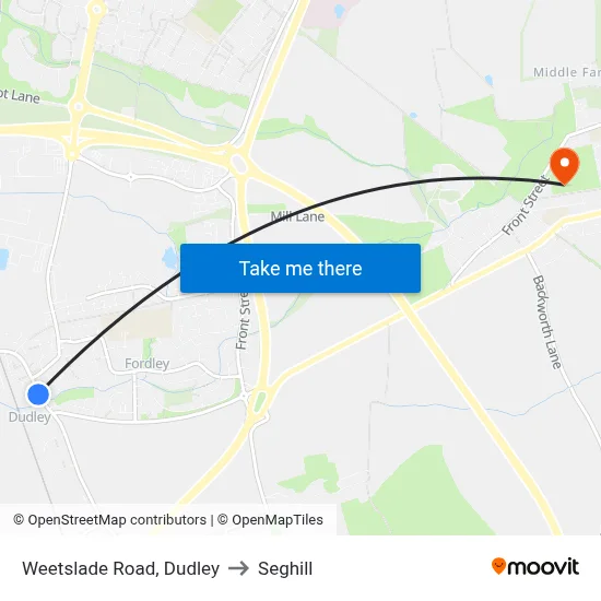 Weetslade Road, Dudley to Seghill map