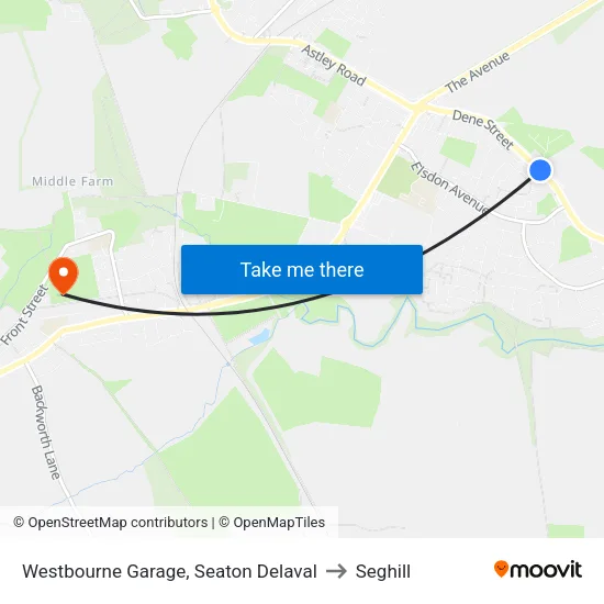 Westbourne Garage, Seaton Delaval to Seghill map