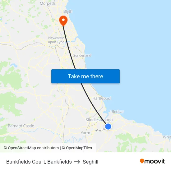 Bankfields Court, Bankfields to Seghill map