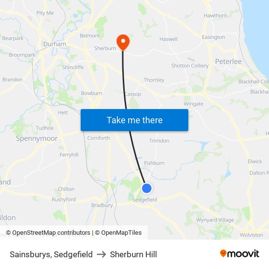 Sainsburys, Sedgefield to Sherburn Hill map