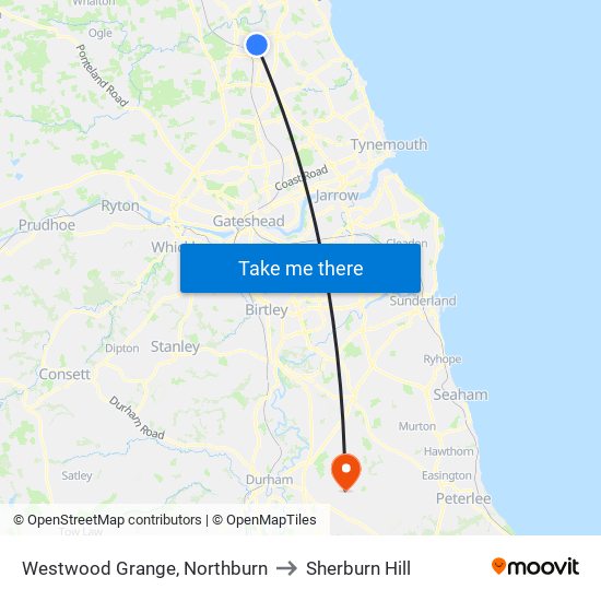 Westwood Grange, Northburn to Sherburn Hill map