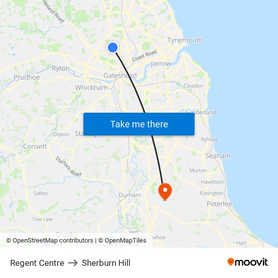 Regent Centre to Sherburn Hill map