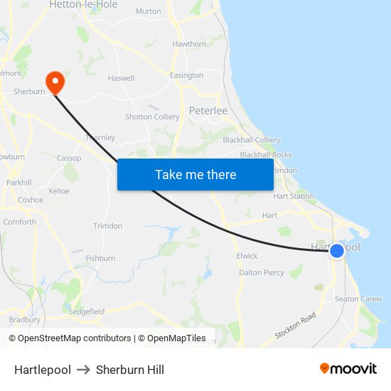 Hartlepool to Sherburn Hill map