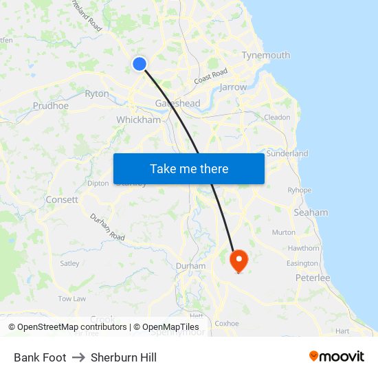 Bank Foot to Sherburn Hill map