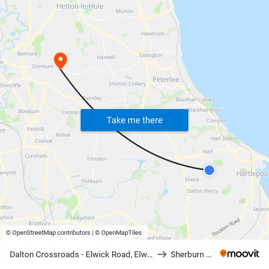 Dalton Crossroads - Elwick Road, Elwick to Sherburn Hill map