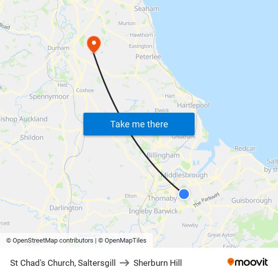 St Chad's Church, Saltersgill to Sherburn Hill map