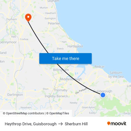 Heythrop Drive, Guisborough to Sherburn Hill map