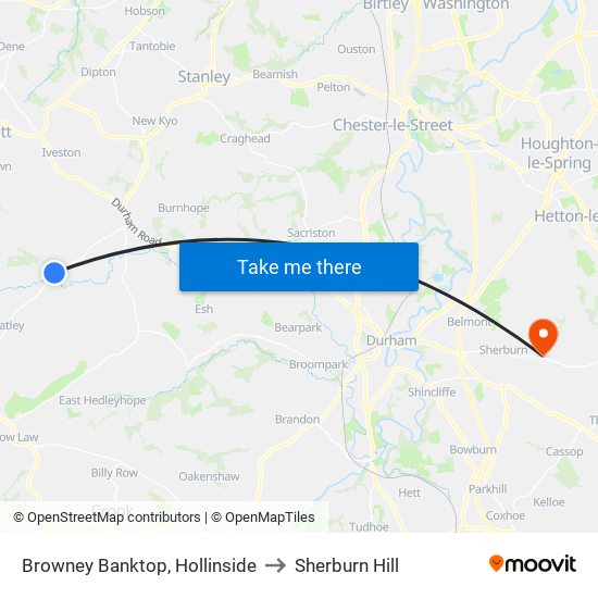 Browney Banktop, Hollinside to Sherburn Hill map