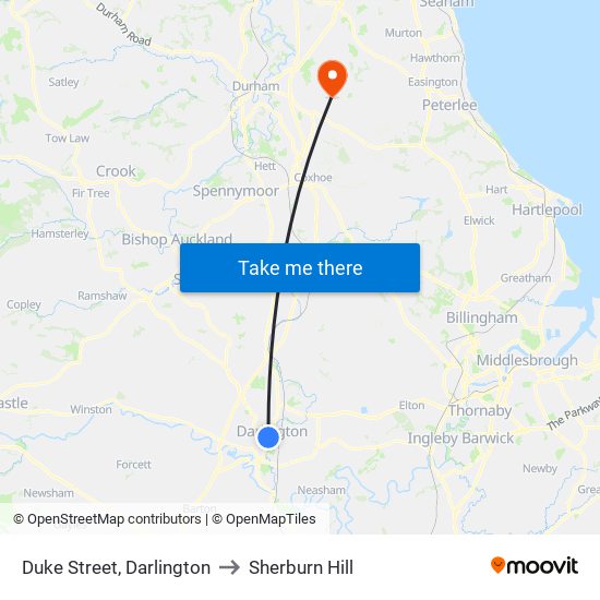 Duke Street, Darlington to Sherburn Hill map