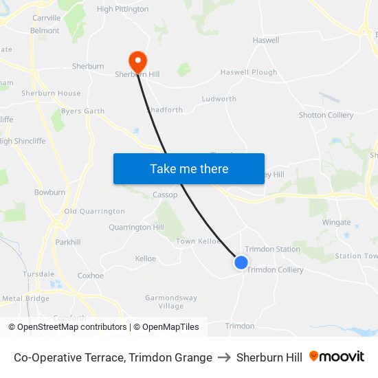 Co-Operative Terrace, Trimdon Grange to Sherburn Hill map