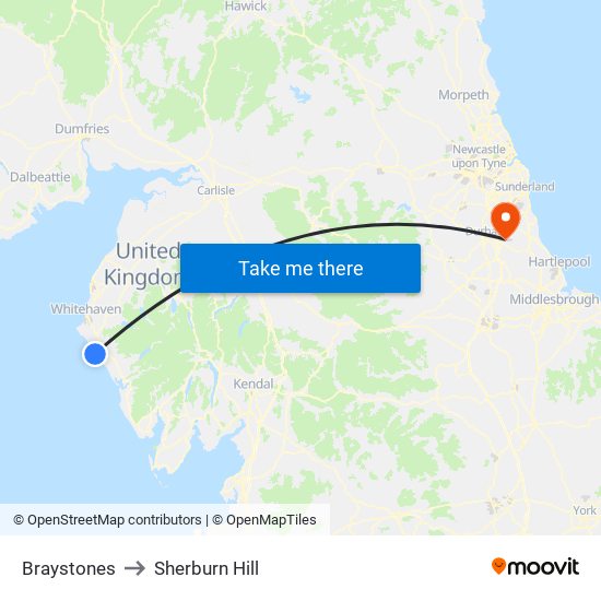 Braystones to Sherburn Hill map