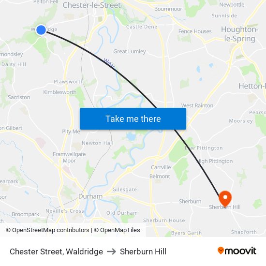 Chester Street, Waldridge to Sherburn Hill map