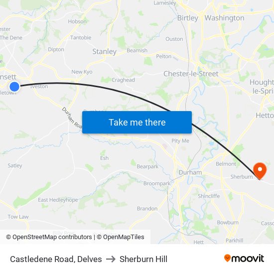 Castledene Road, Delves to Sherburn Hill map