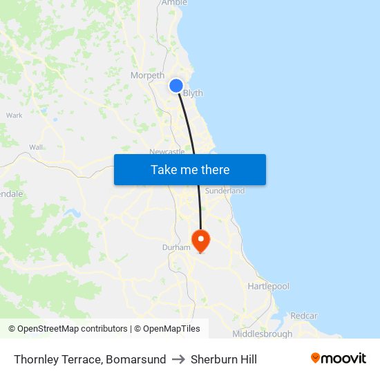 Thornley Terrace, Bomarsund to Sherburn Hill map