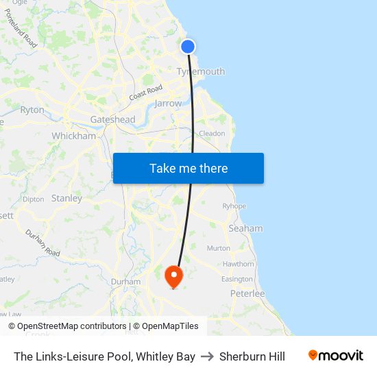 The Links-Leisure Pool, Whitley Bay to Sherburn Hill map