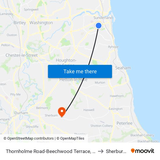 Thornholme Road-Beechwood Terrace, Ashbrooke to Sherburn Hill map