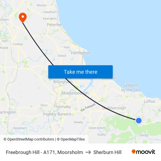 Freebrough Hill - A171, Moorsholm to Sherburn Hill map