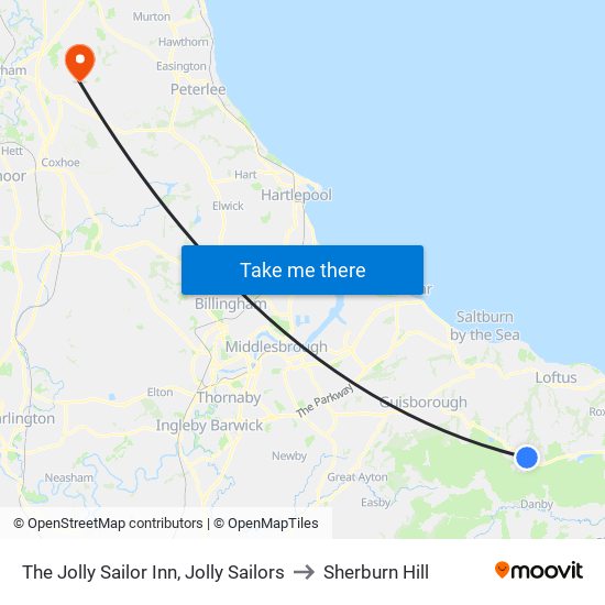 The Jolly Sailor Inn, Jolly Sailors to Sherburn Hill map