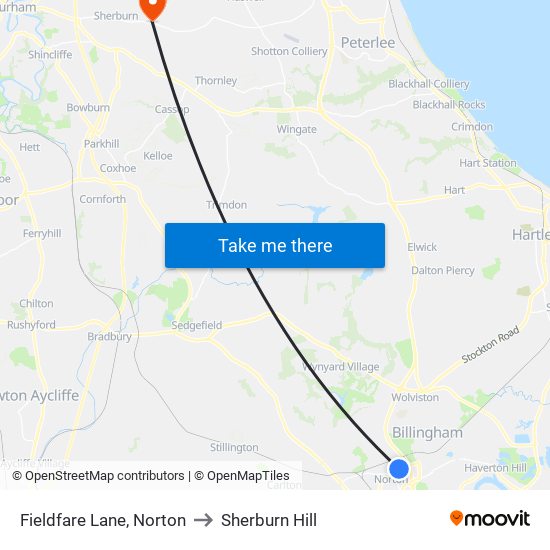 Fieldfare Lane, Norton to Sherburn Hill map