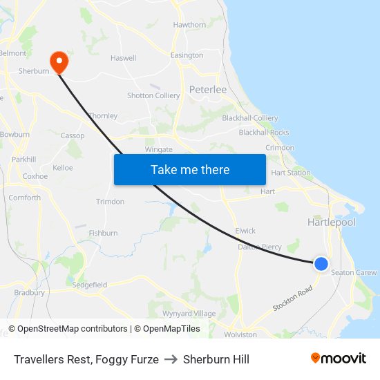 Travellers Rest, Foggy Furze to Sherburn Hill map