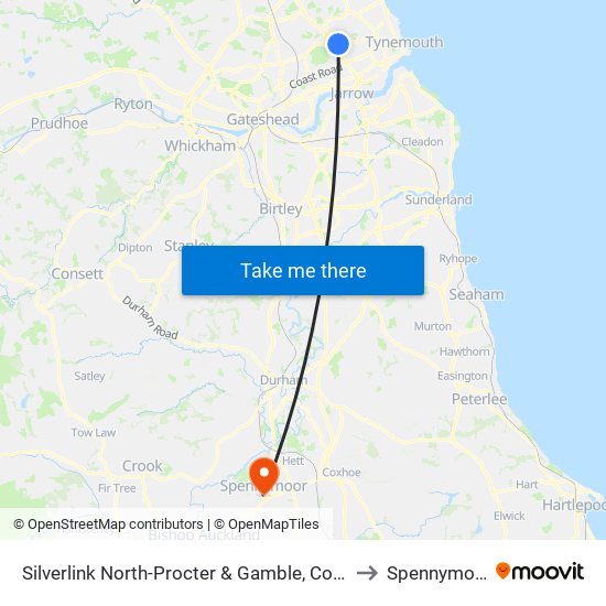 Silverlink North-Procter & Gamble, Cobalt to Spennymoor map