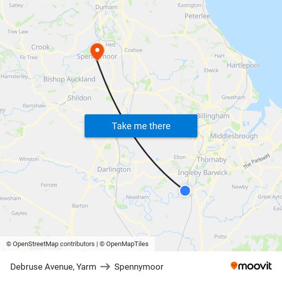 Debruse Avenue, Yarm to Spennymoor map