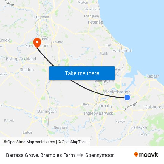 Barrass Grove, Brambles Farm to Spennymoor map