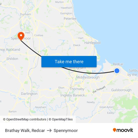 Brathay Walk, Redcar to Spennymoor map