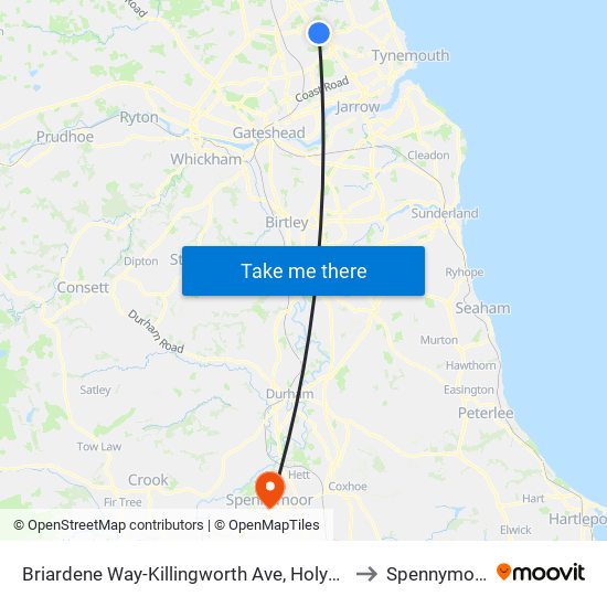 Briardene Way-Killingworth Ave, Holywell to Spennymoor map