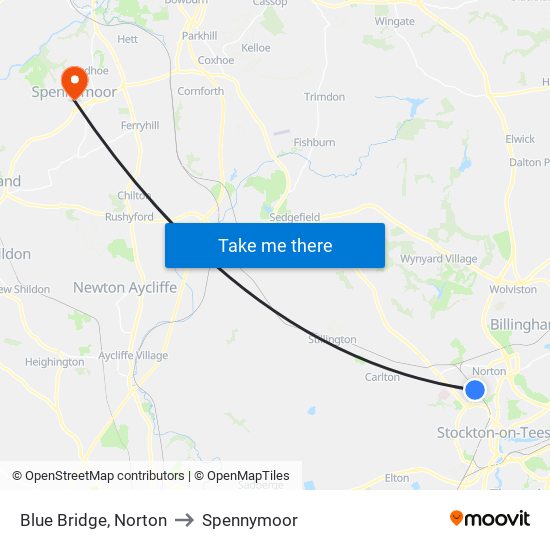 Blue Bridge, Norton to Spennymoor map