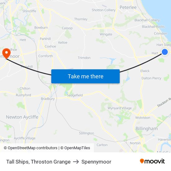 Tall Ships, Throston Grange to Spennymoor map