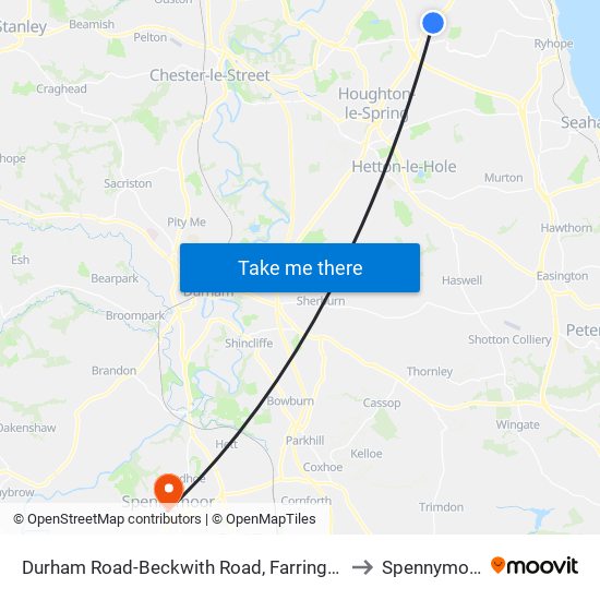 Durham Road-Beckwith Road, Farringdon to Spennymoor map